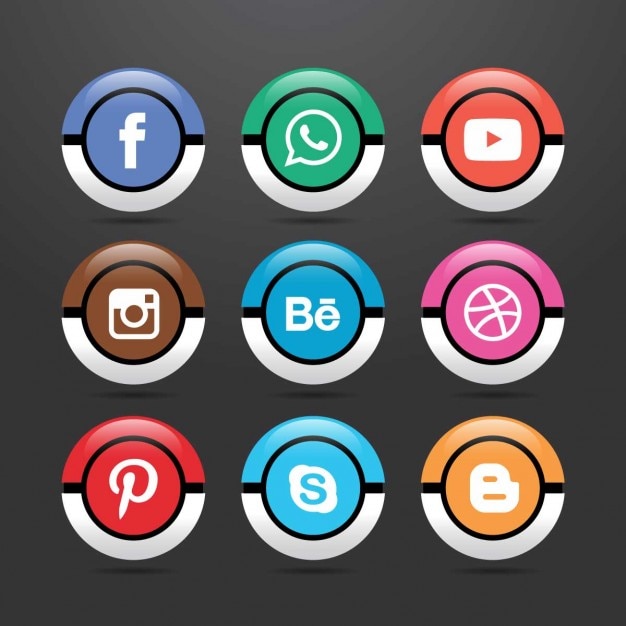 Free Vector nine icons for social networks