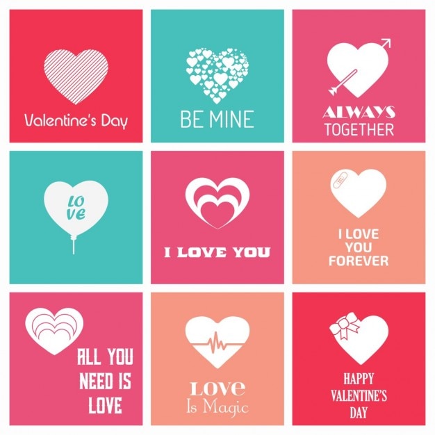 Free Vector nine icons for valentine