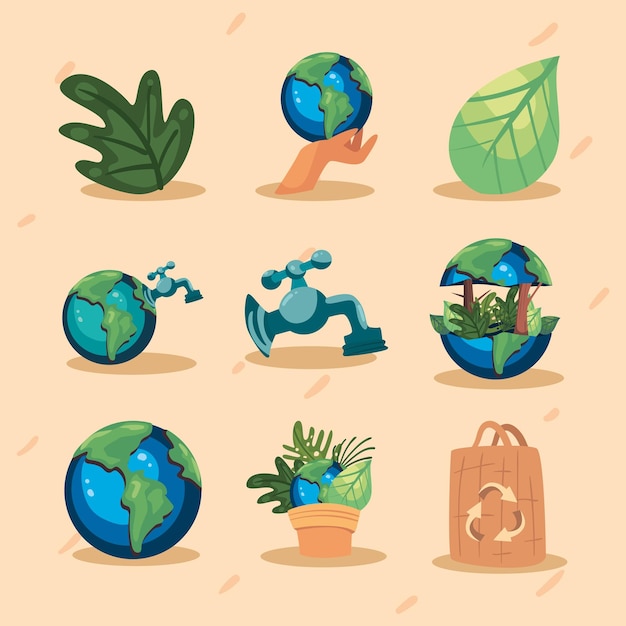 Free Vector nine save the planet items