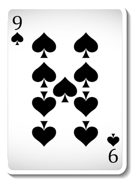 Nine of Spades Playing Card Isolated