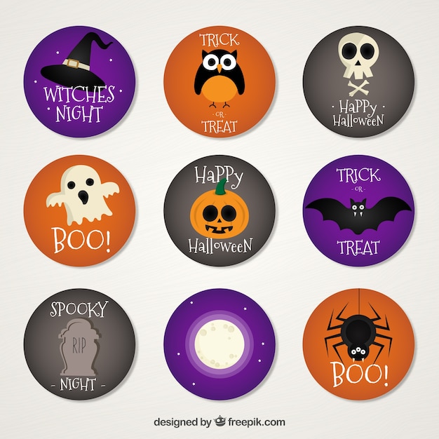 Free Vector nine stickers for halloween