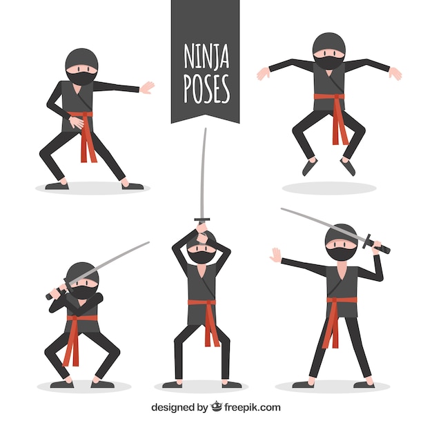 Ninja character collection with different poses