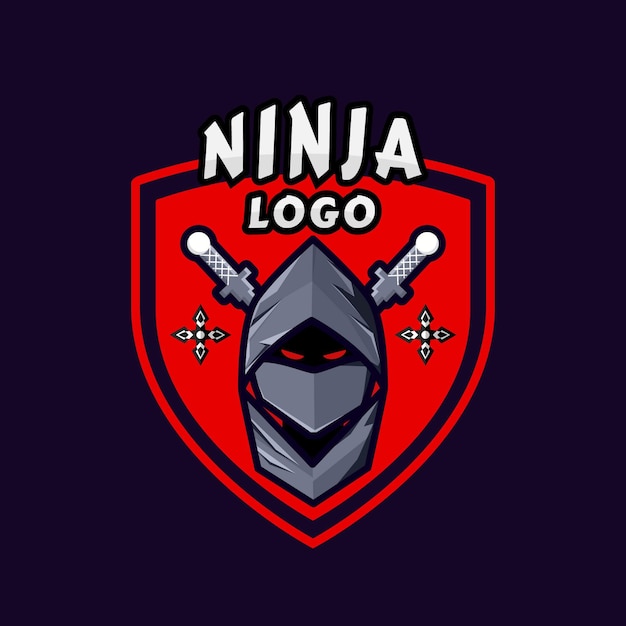 Ninja logo template in flat style