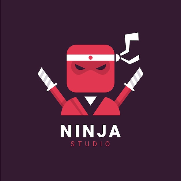 Free Vector ninja logo template in flat style