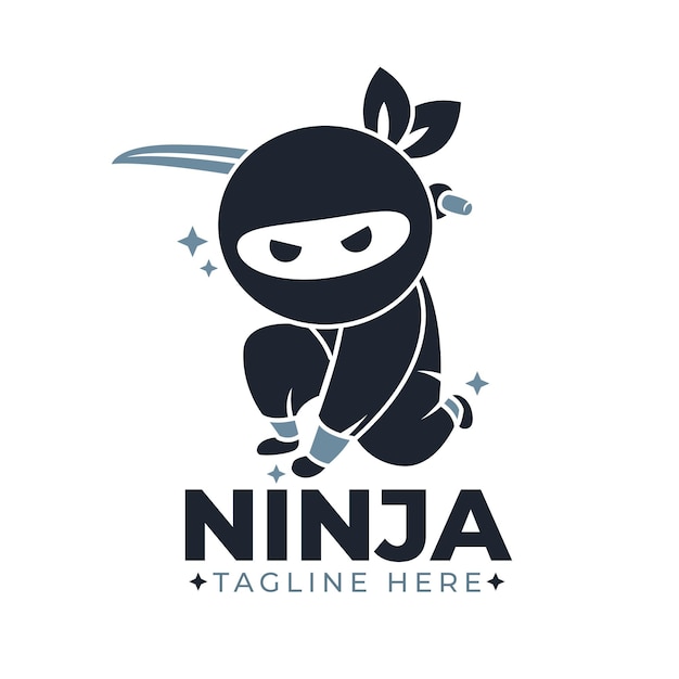 Ninja logo template in flat style