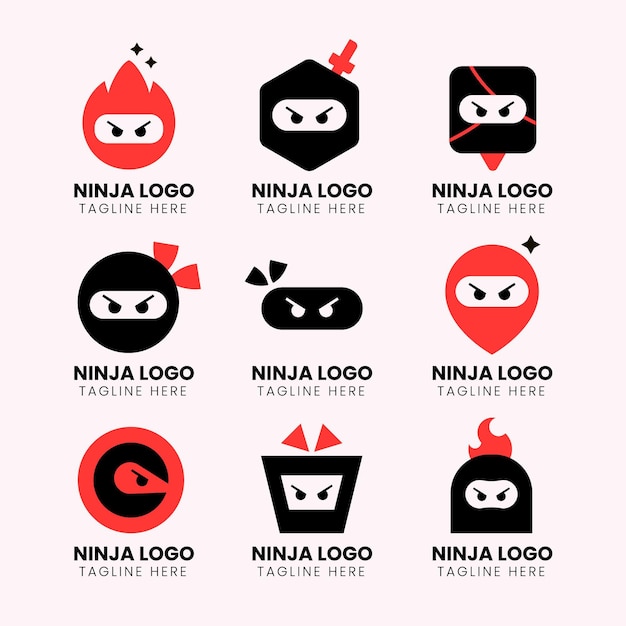 Free Vector ninja logo template in flat style