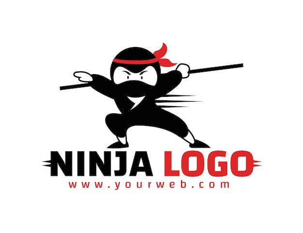 Ninja logo template in flat style