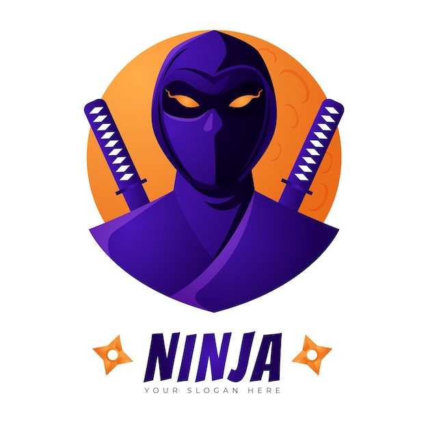 Free vector ninja logo template in gradient