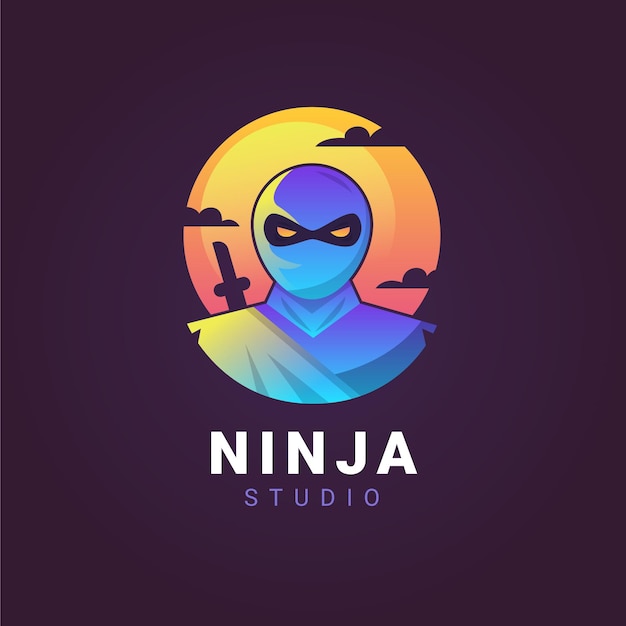 Free vector ninja logo template in gradient