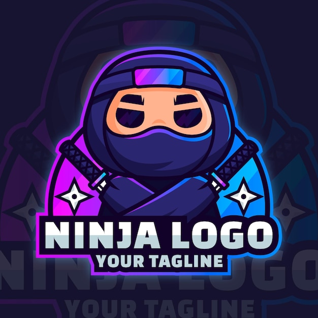 Ninja logo template in gradient