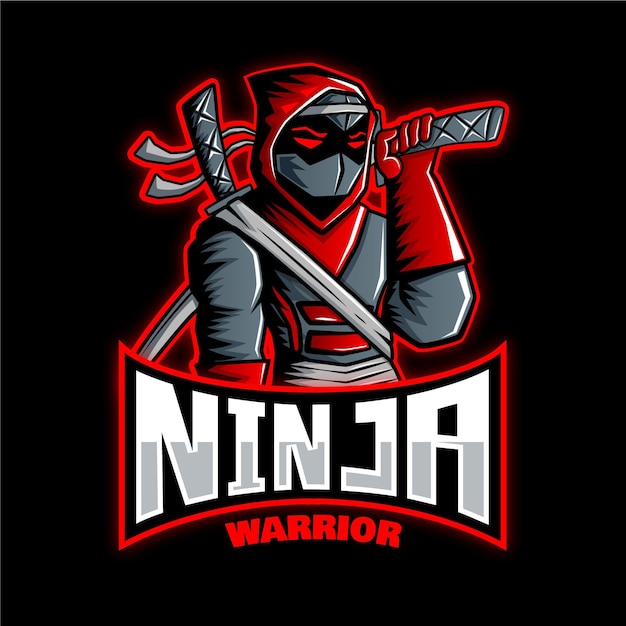 Free Vector ninja logo template with details