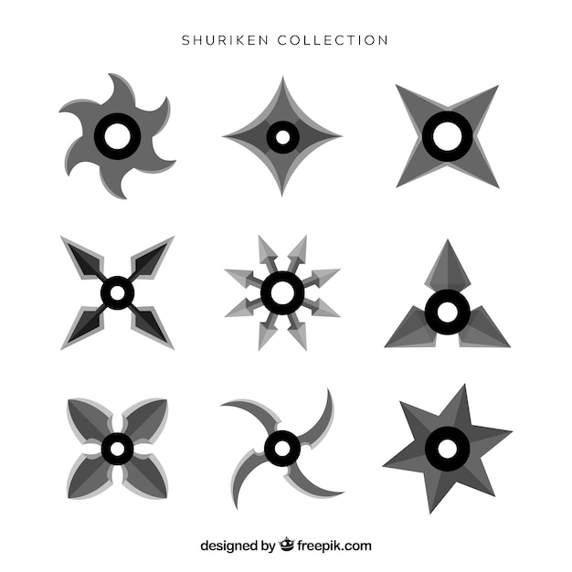 Free Vector ninja star collection with flat design