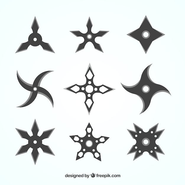 Free Vector ninja star collection with flat design