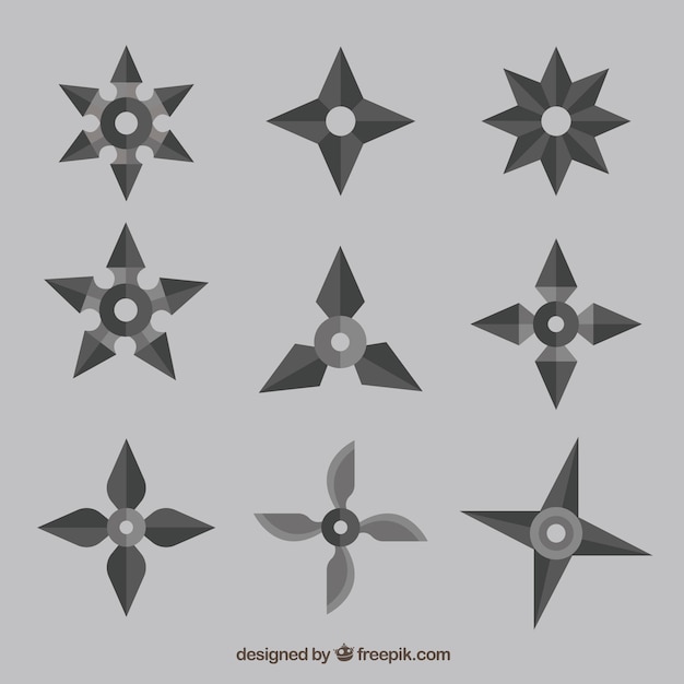 Free Vector ninja star collection with flat design