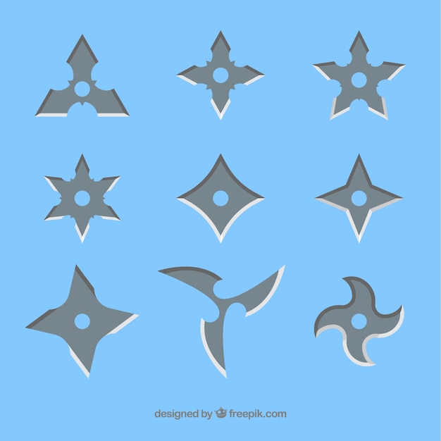 Ninja star collection with flat design