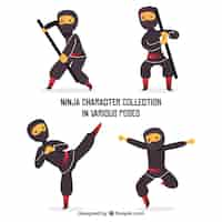 Free vector ninja warrior character collection