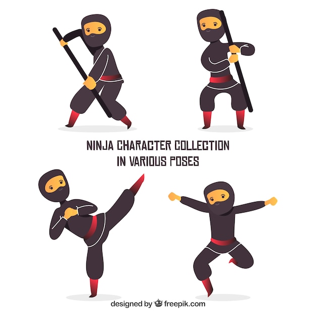 Free Vector ninja warrior character collection