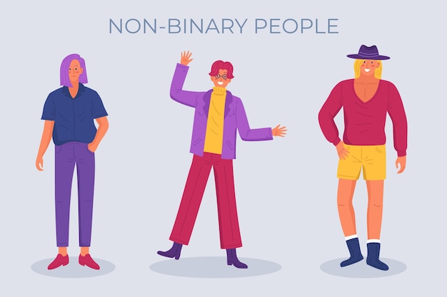 Non-binary people organic flat illustration