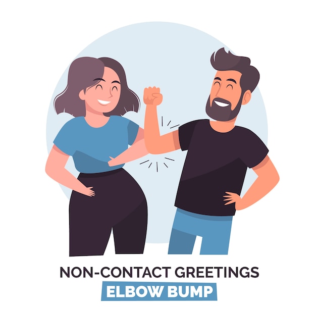 Non-contact greeting illustrated