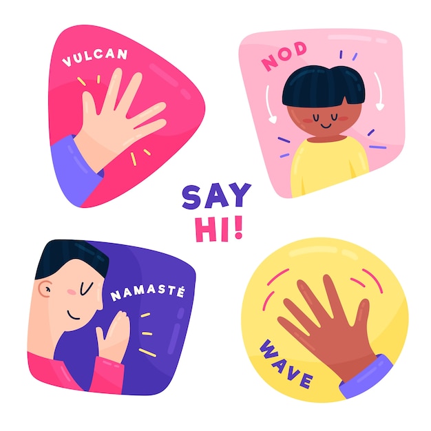 Non-contact greetings illustrated