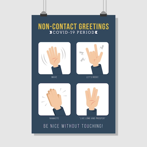 Free Vector non-contact greetings poster