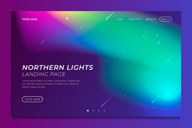 Northern lights landing page template