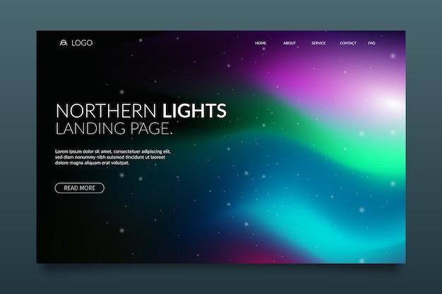 Free Vector northern lights landing page