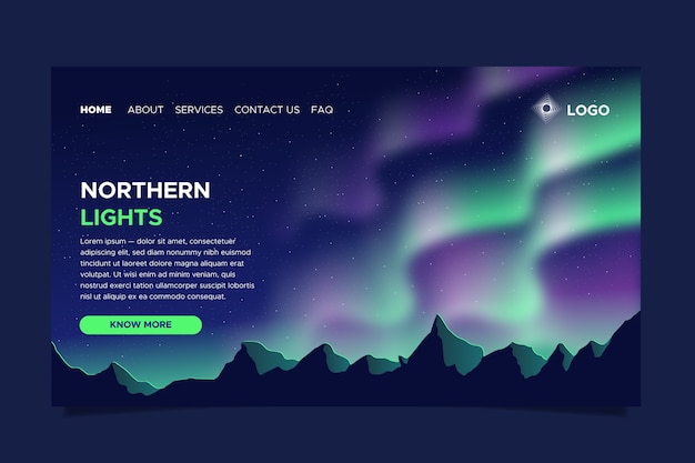 Free Vector northern lights landing page