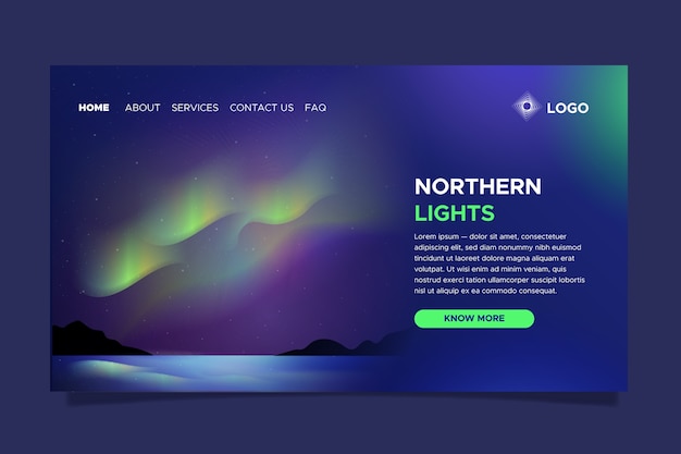 Free Vector northern lights landing page