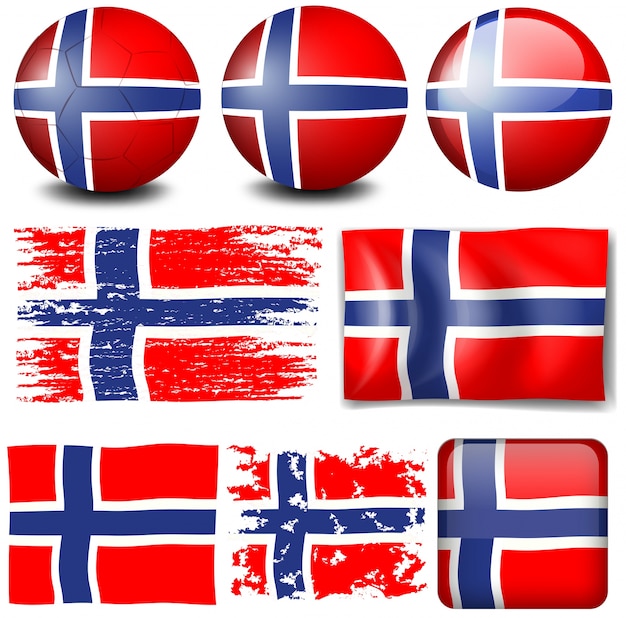 Norway flag on different objects illustration