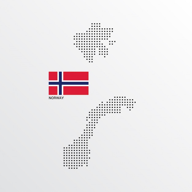 Norway Map design with flag and light background vector 