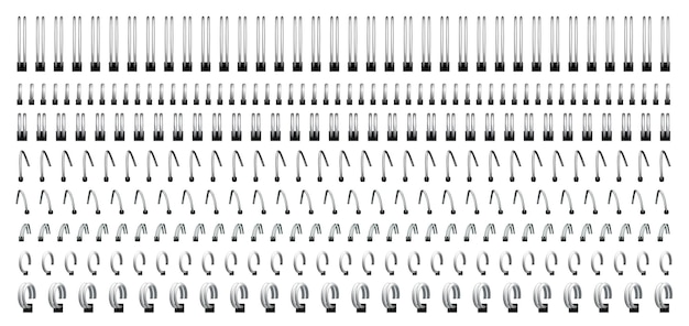 Notebook spirals, wire steel ring bindings and springs set