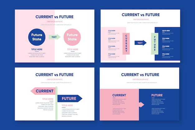 Now vs future infographics in flat design