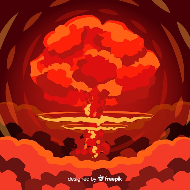 Free vector nuclear bomb effect flat style