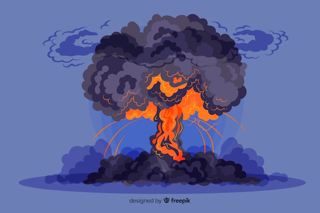 Free Vector nuclear explosion effect cartoon style