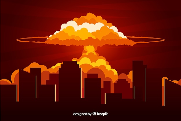 Nuclear explosion effect flat design