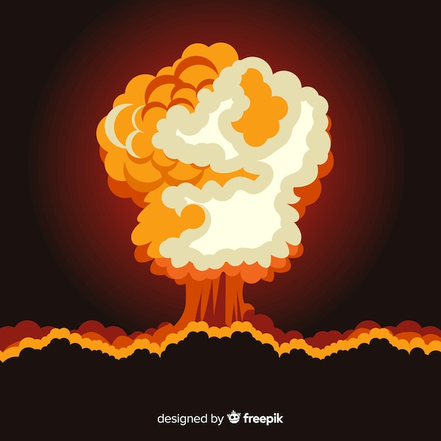 Nuclear explosion effect flat design