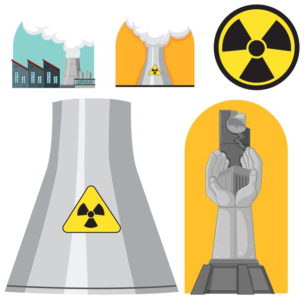 Nuclear symbols on white background