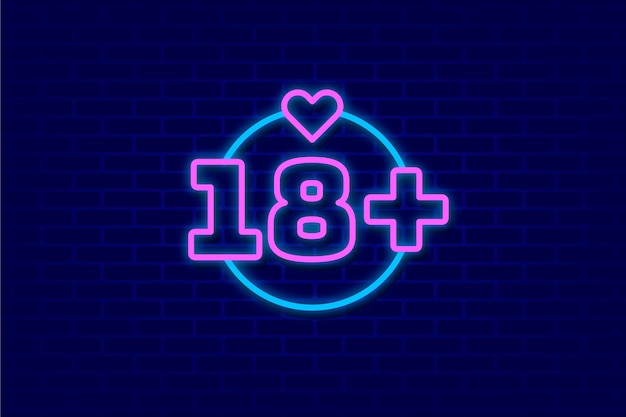 Number 18+ in neon style