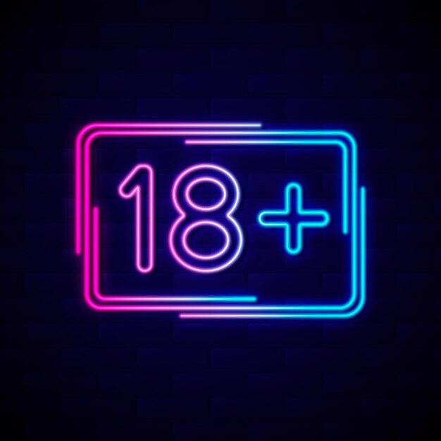 Number 18+ in neon style