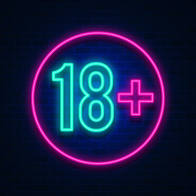 Number 18+ in neon style