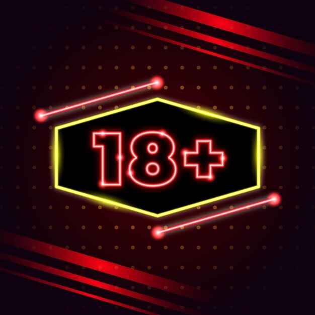 Number 18+ in neon style