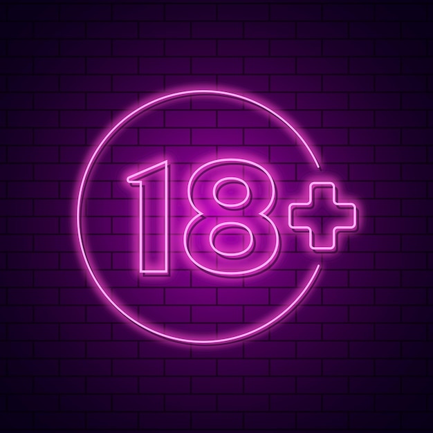 Number 18+ in neon style