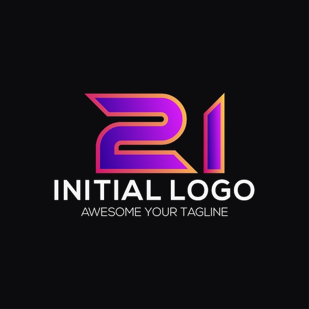 Free Vector number 21 color logo design template modern