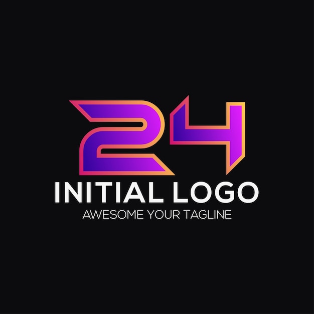 Free Vector number 24 color logo design template modern