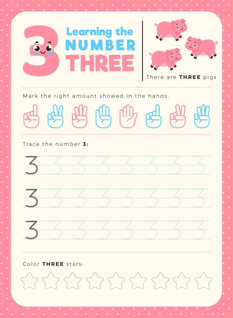 Number 3 worksheet template