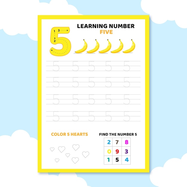 Number 5 worksheet template