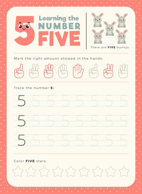 Number 5 worksheet template