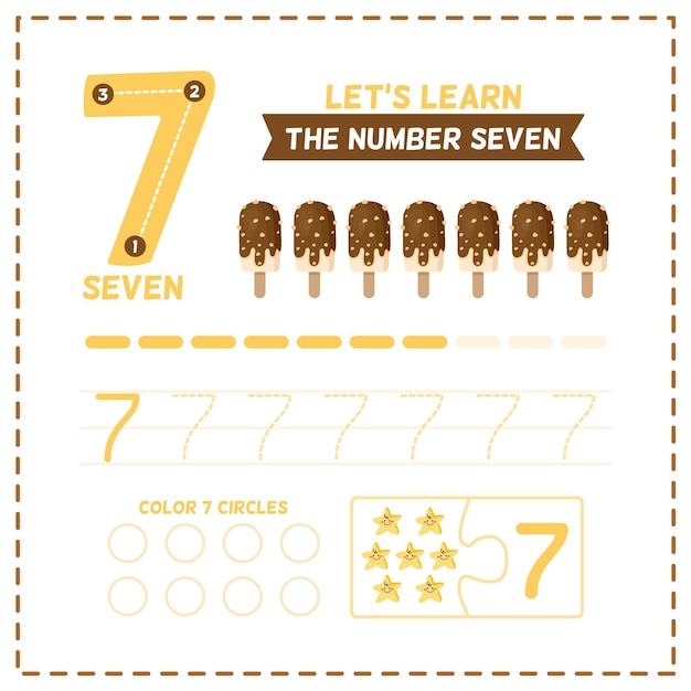 Free Vector number 7 worksheet template