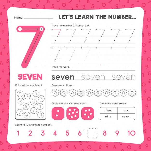 Number 7 worksheet template